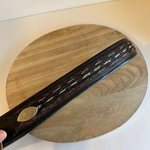 Vintage 90s Genuine Leather USA Made Studded Weaved Woven Size L - Picture 3 of 16